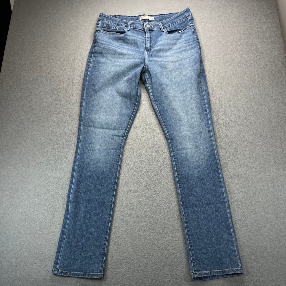 Levi Signature Mid-Rise Straight Jeans Women 14L Blue Faded Denim Classic Casual